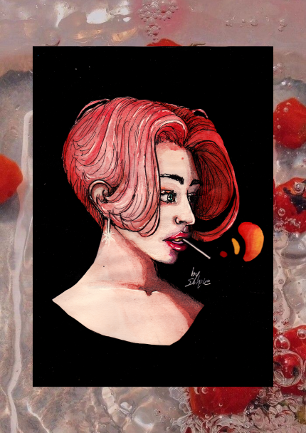 A girl, and a train passing